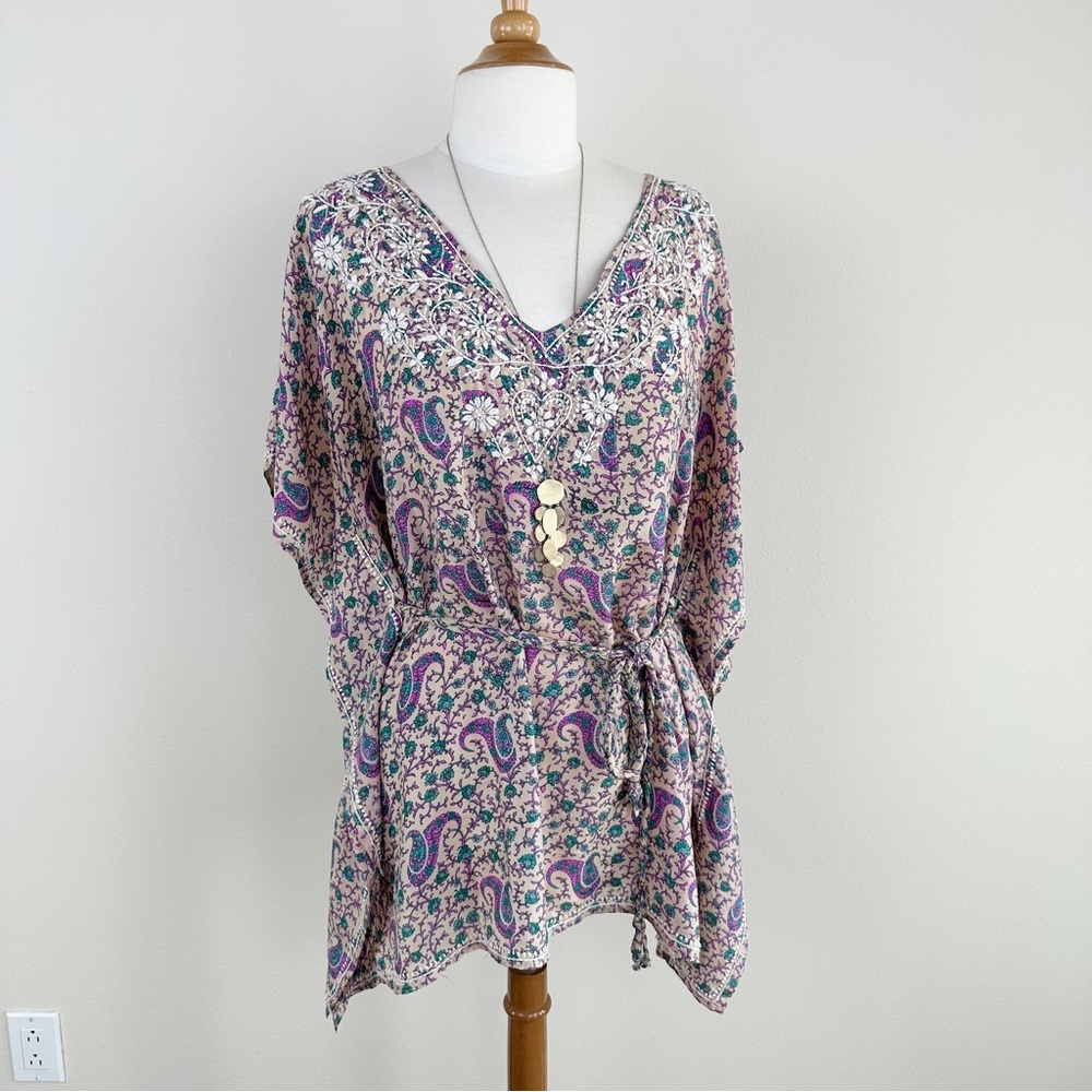 Sundance Size M/L Silk Paisley Coverup Tunic Blouse Top